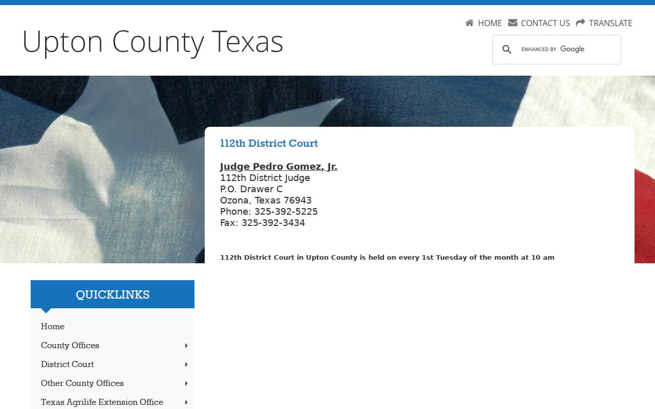 Upton County District Court schedule for warrant records
