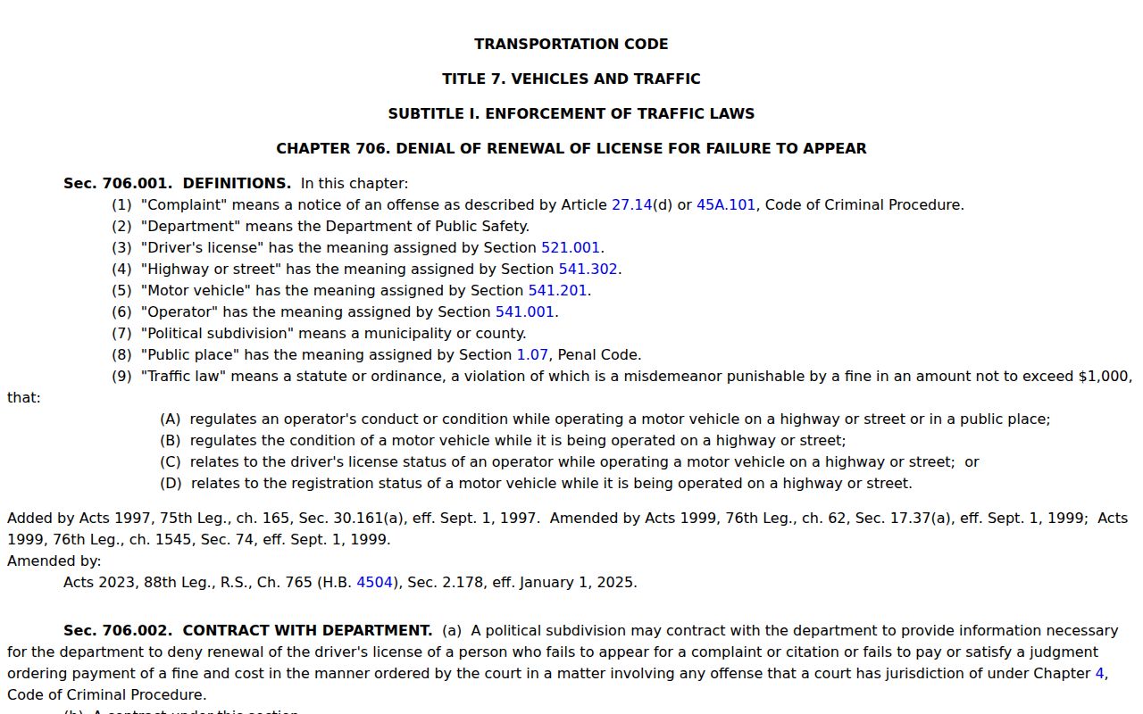 Upton County traffic warrant and driver-license FTA or FTP rules