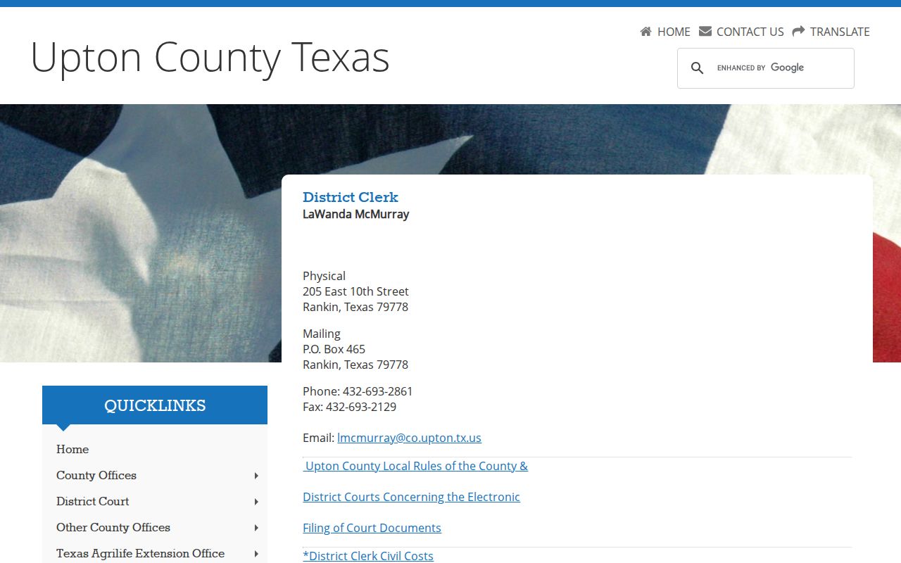 Upton County District Clerk portal for warrant case records